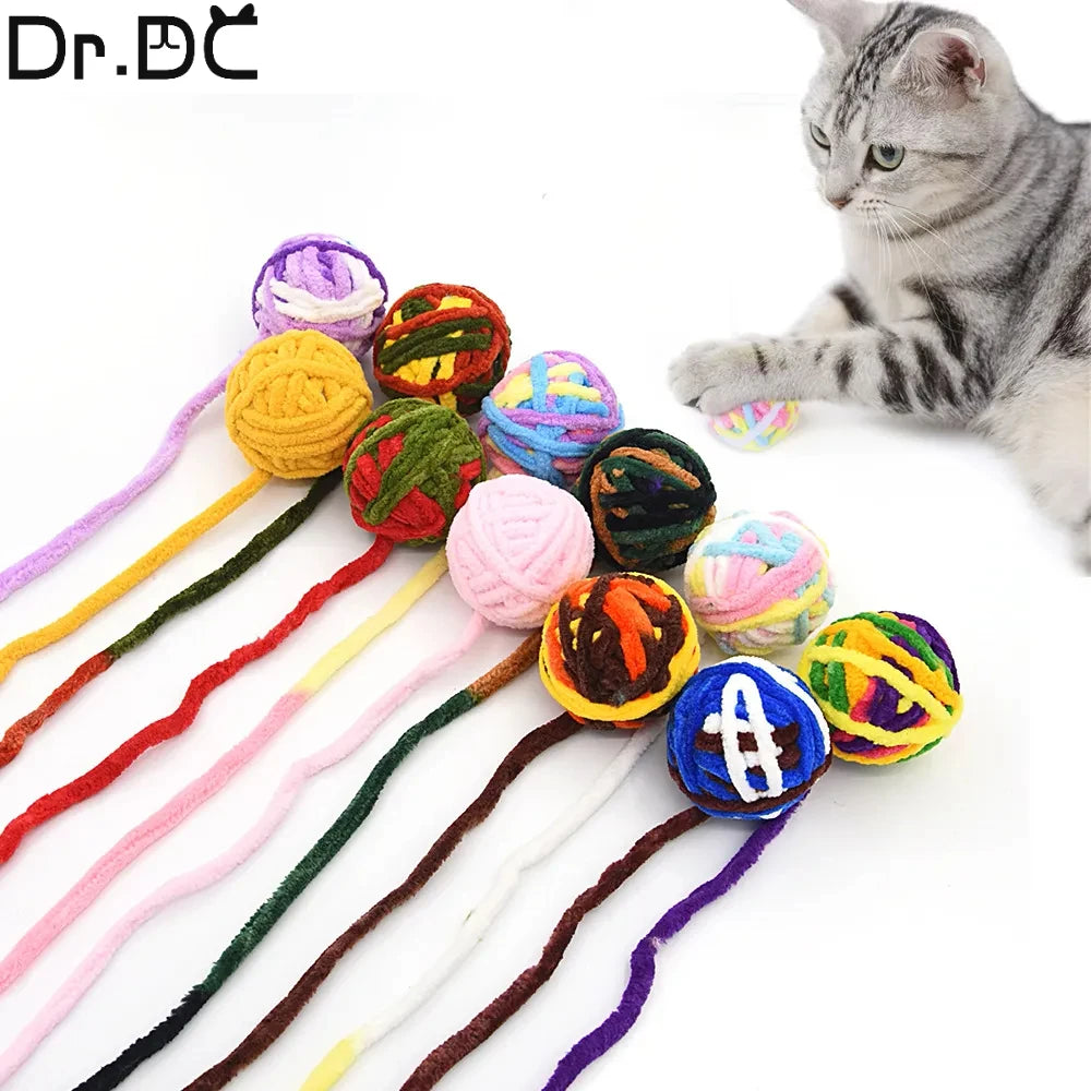 Boules de laine colorées et amusantes à mâcher et à taquiner pour chats