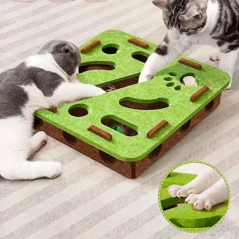 Jouet interactif pour chat – Labyrinthe en feutre avec balles à grelots, puzzle stimulant pour chatons et chats adultes