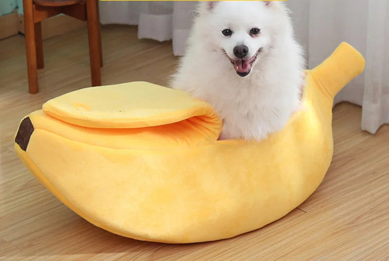 Lit pour chat en forme de banane – Panier mignon, chaud et confortable, idéal pour chatons