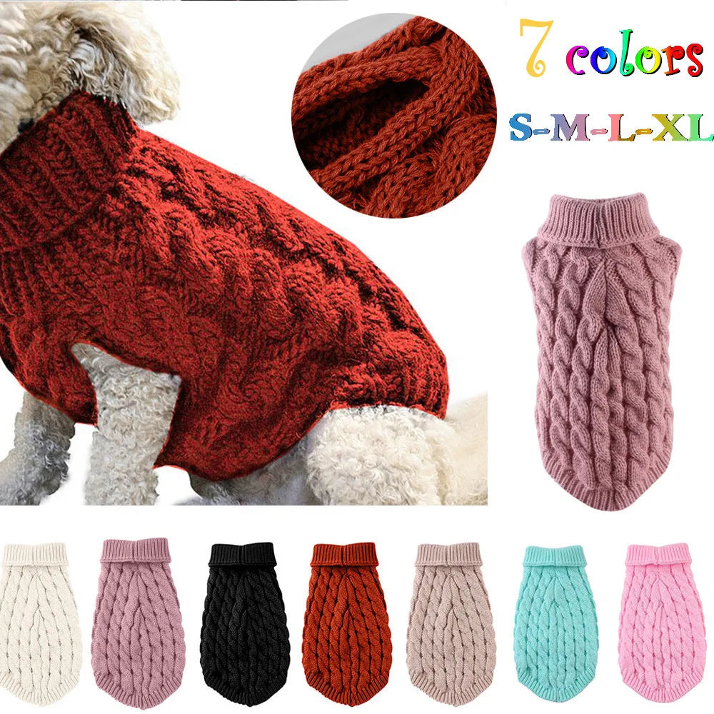 Pull Tricoté pour Petit Chien – Vêtement Mode Automne/Hiver pour Petits Animaux – Pull Chaud et Confortable à Motif Torsadé