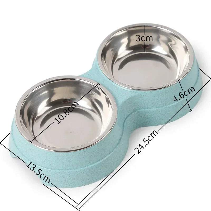 Double gamelle en acier inoxydable pour chat – Bol d’eau et de nourriture