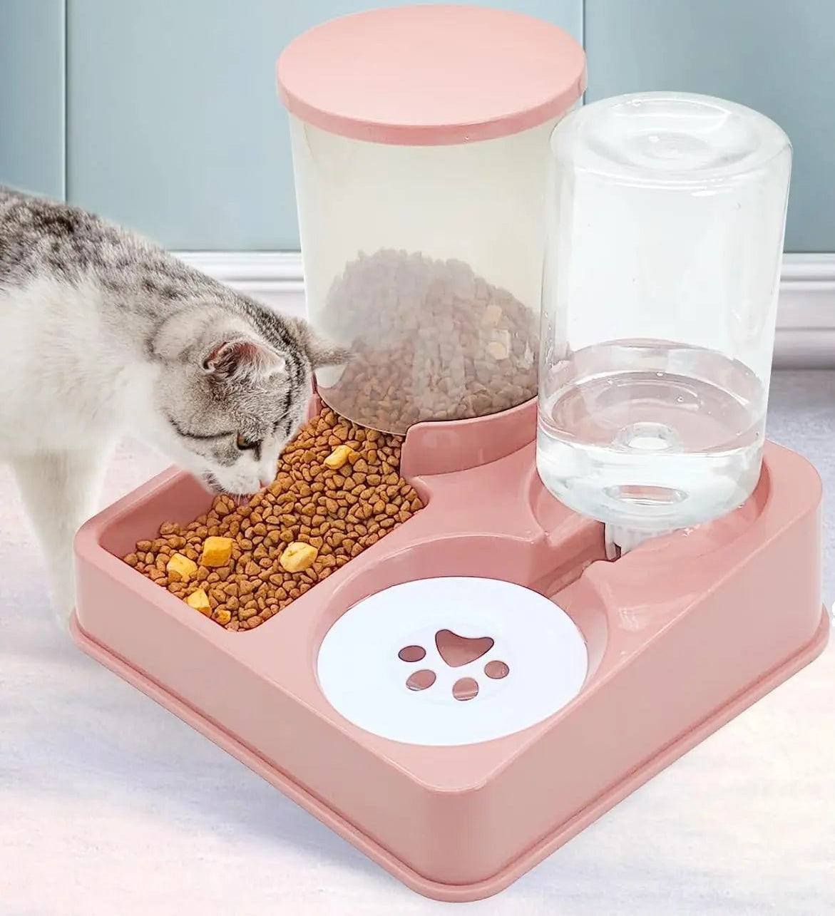 Distributeur automatique d'eau et de nourriture 2 en 1 pour chat