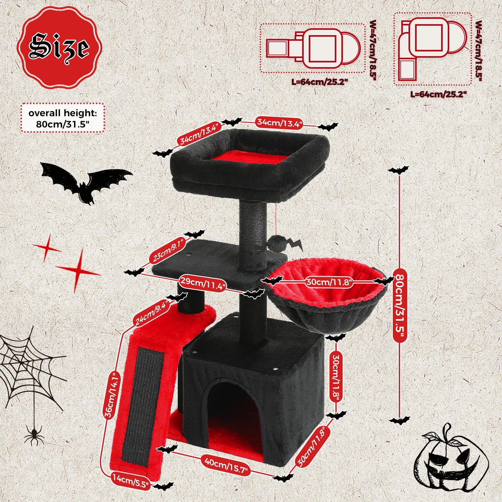 Arbre à Chat d’Intérieur – Tour pour Chats avec Griffoirs, Grand Hamac et Perchoir Supérieur Amovible