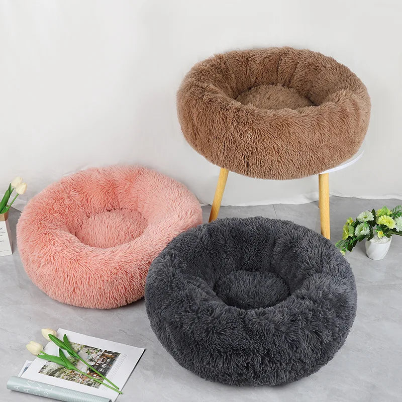 Lit rond en peluche pour chat – Panier chaud, détachable et lavable, idéal pour l’hiver et toutes les saisons
