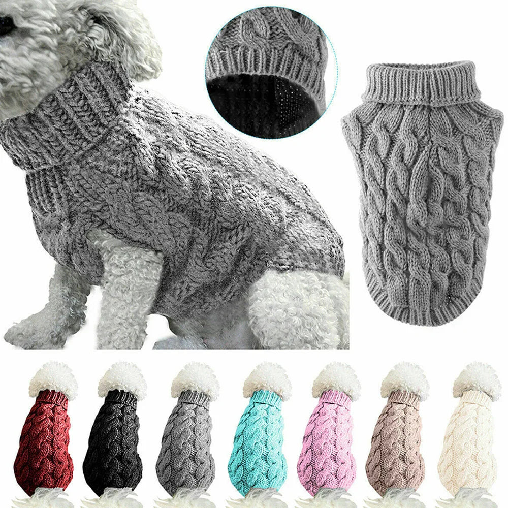 Pull Tricoté pour Petit Chien – Vêtement Mode Automne/Hiver pour Petits Animaux – Pull Chaud et Confortable à Motif Torsadé